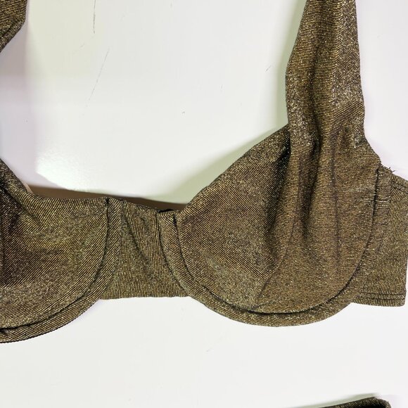 Vintage Côte d'Azur Size 10 Bikini Set Underwire Top Briefs Metallic Gold - Picture 5 of 11